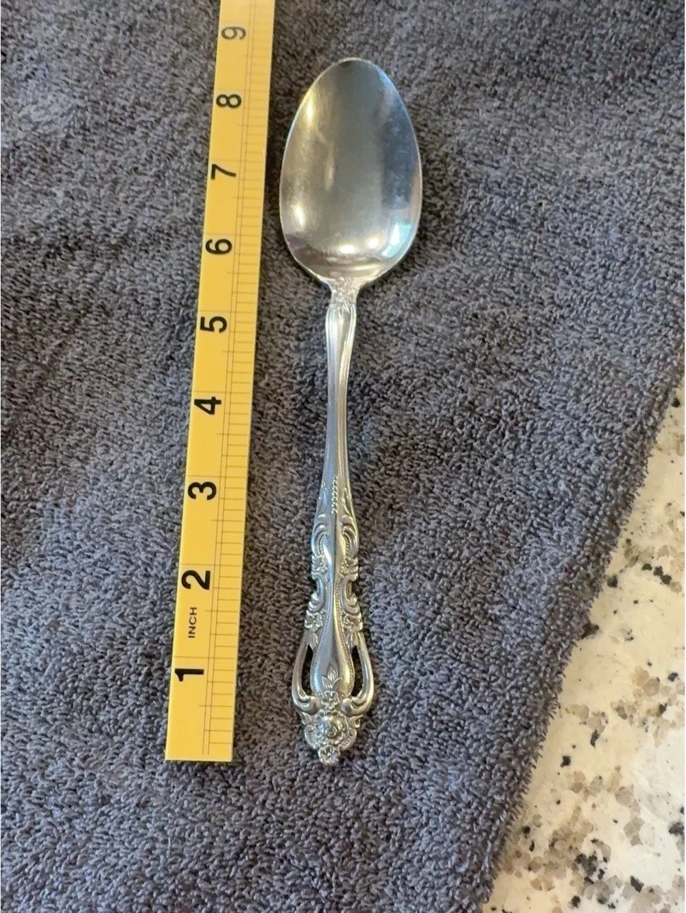 Vintage Imperial Stainless Chalmette Serving Spoon Pierced Floral 8 1/4”